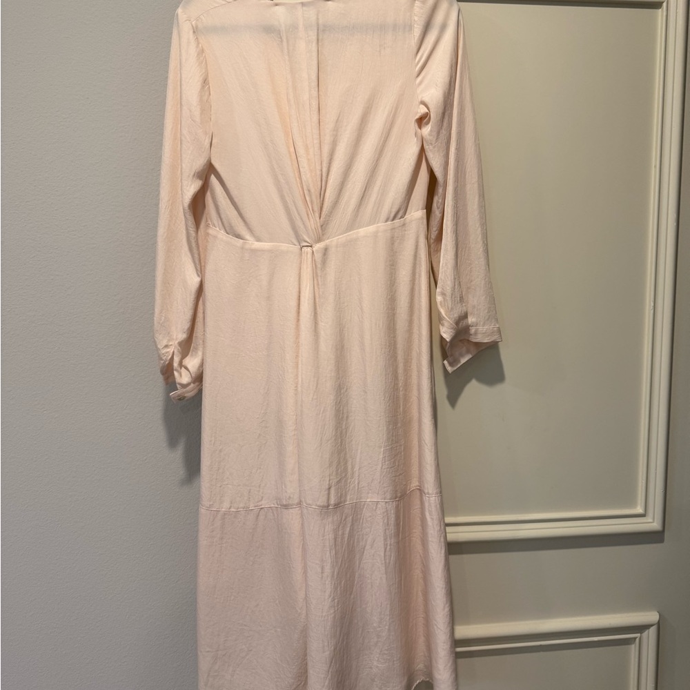 VINCE Light Pink Silk Midi Dress in Neutral Cream Small Size 4 - Picture 10 of 12